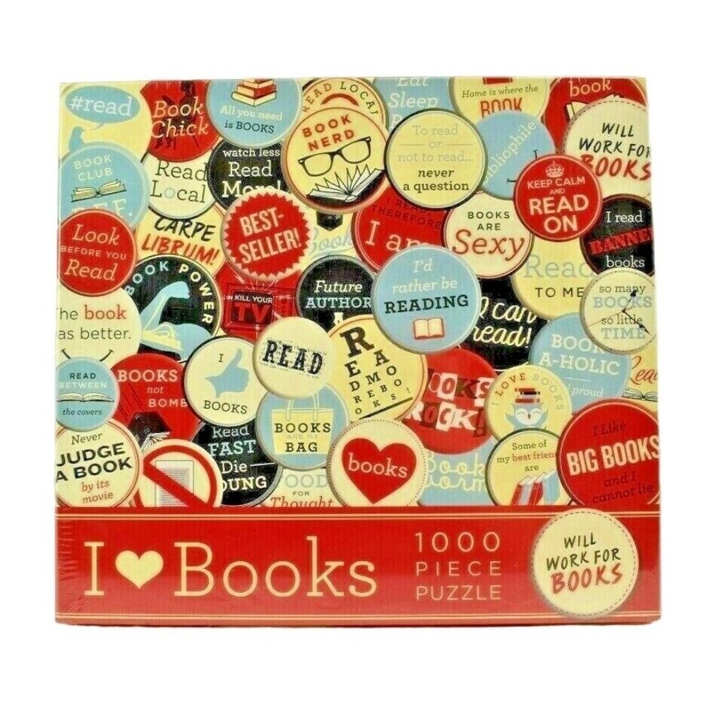 Gibbs Smith I Love Books 1000 Piece 27.5 x 19.5 Jigsaw Puzzle Sealed